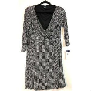 Chaps Women's Large Dress Black White Print-NWT